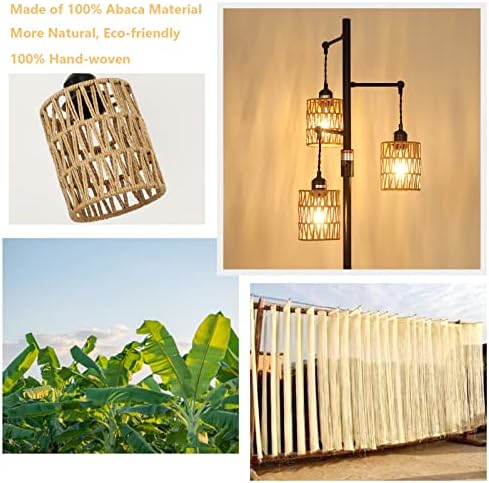 Rayofly Rattan Floor Lamp | Dimmable 3-Light Boho Standing Lamp for Living Room