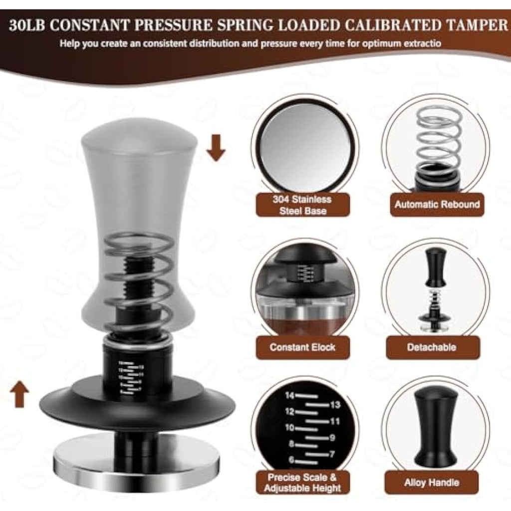Jolof Store 5-Piece Espresso Tamper Set with 51mm Beechwood Station