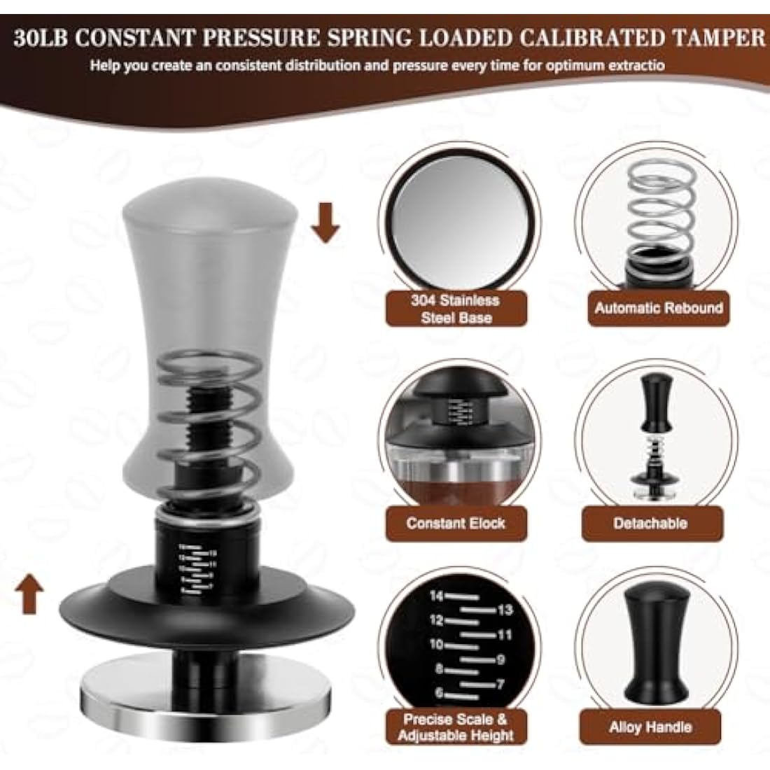 Jolof Store 5-Piece Espresso Tamper Set with 51mm Beechwood Station