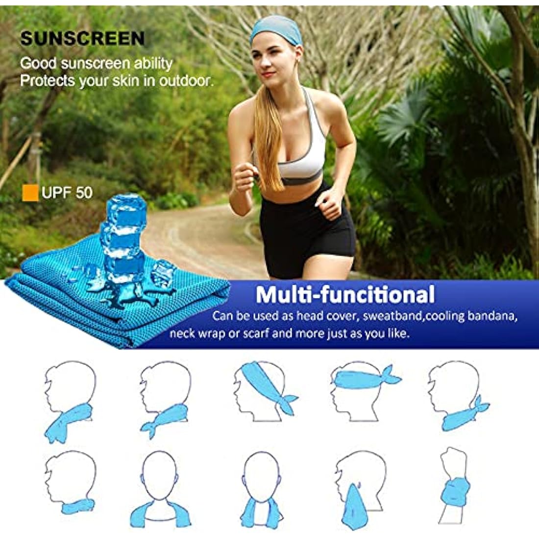 Cooling Towel 8-Pack | 120x30cm Microfiber Ice Towel