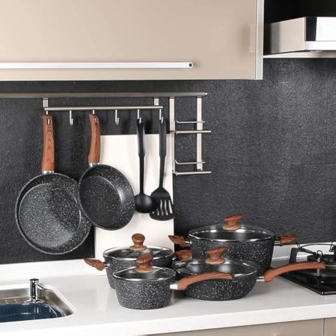 Kitchen Academy 12-Piece Nonstick Granite Induction Cookware Set