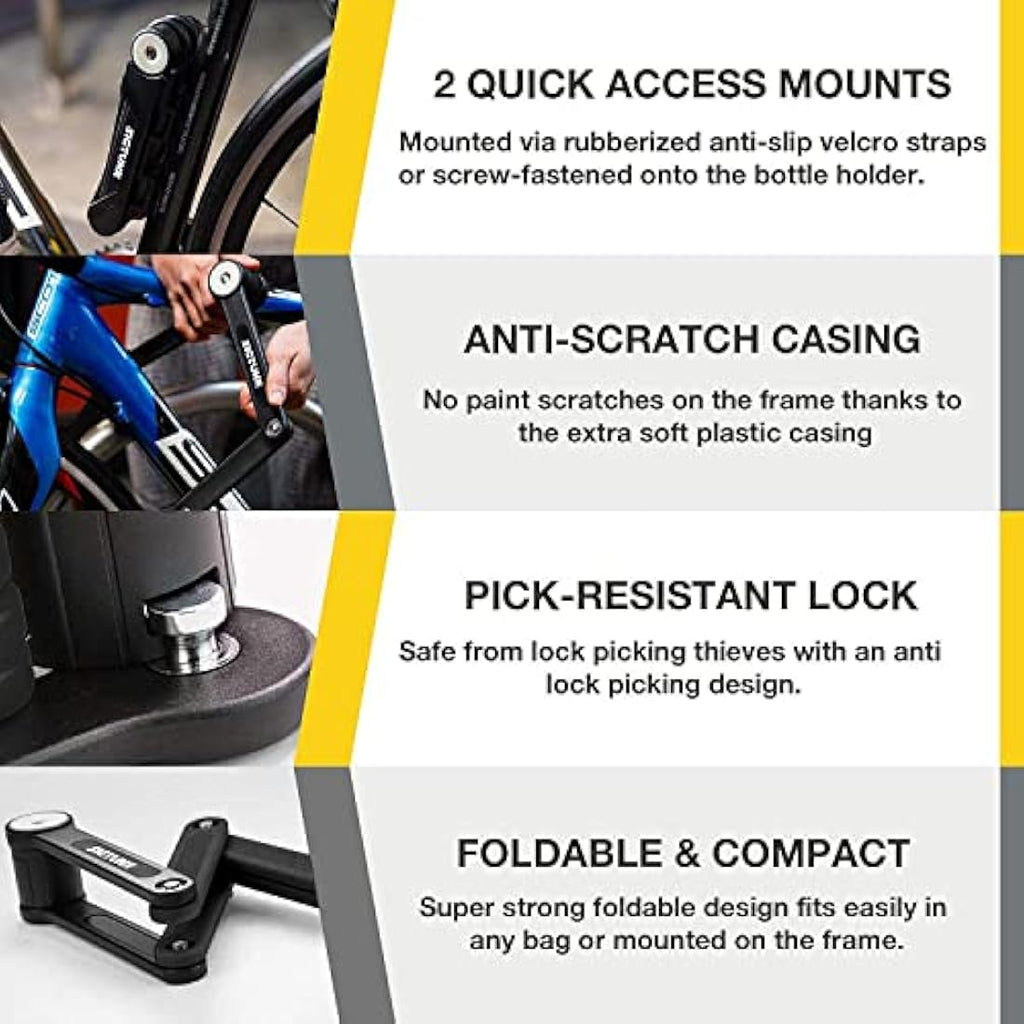 Heavy Duty Folding Bike Lock – Hardened Steel with 3 Keys