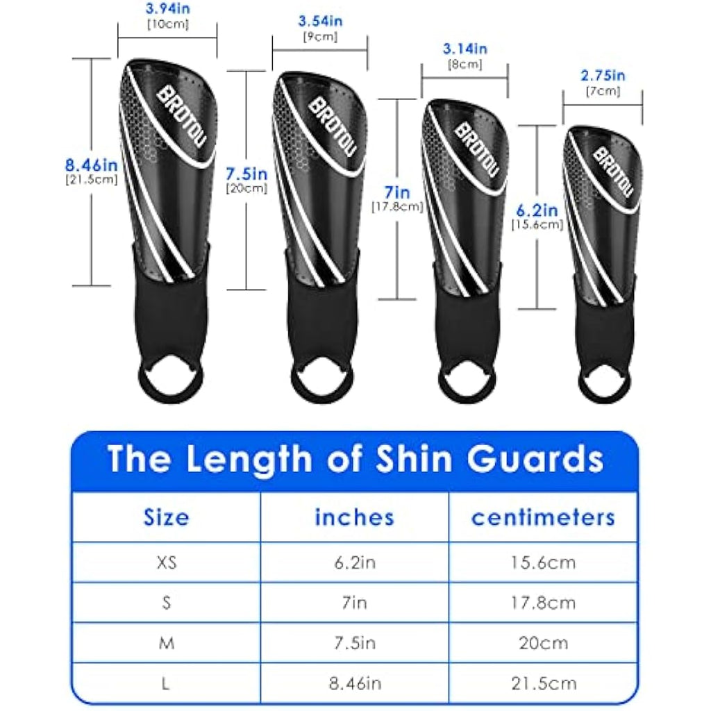 BROTOU Youth Football Shin Guards | Junior Pads with Ankle Protection