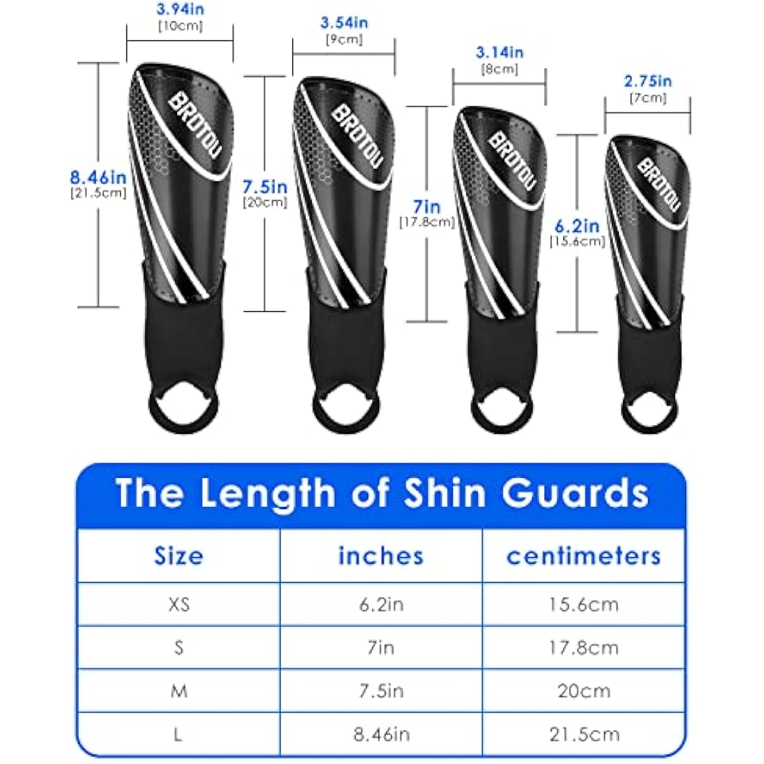 BROTOU Youth Football Shin Guards | Junior Pads with Ankle Protection