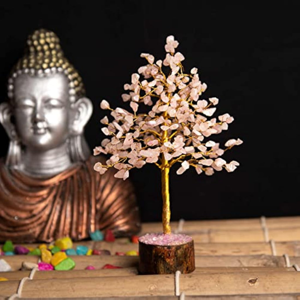 Rose Quartz Crystal Tree - 300 Bead Gemstone Healing Decor