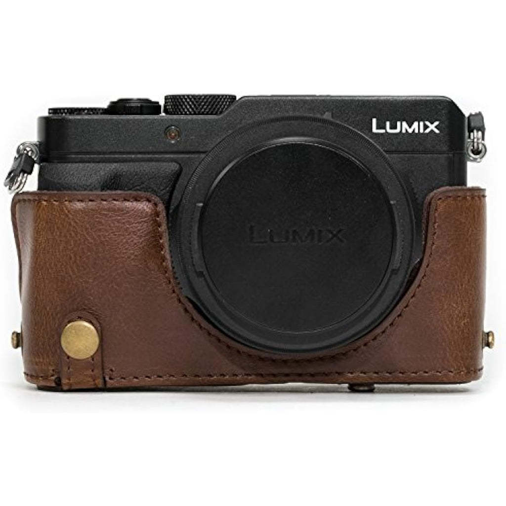MegaGear Leather Camera Case for Panasonic Lumix LX100 – Dark Brown