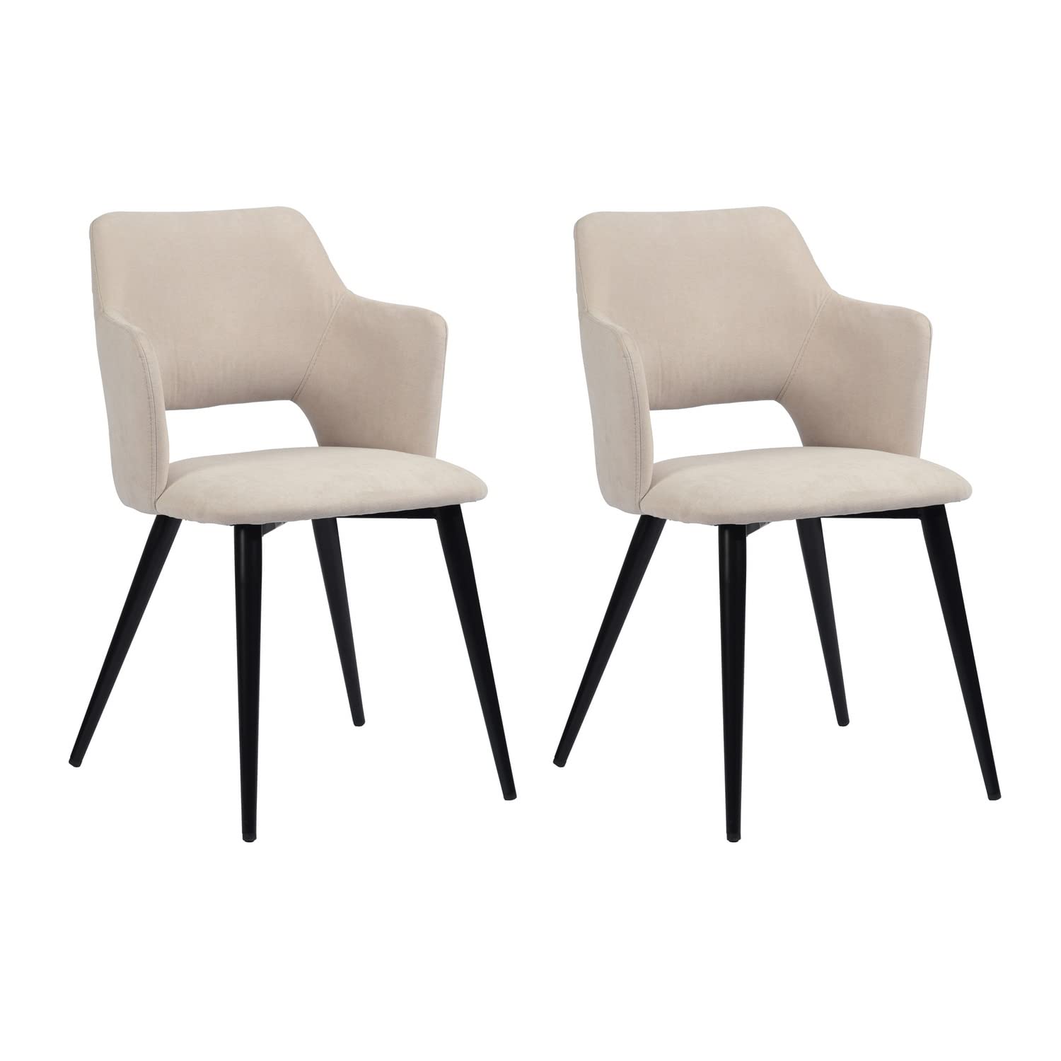 MEUBLE COSY Dining Chairs Set of 2 | Fabric Upholstered Armchairs