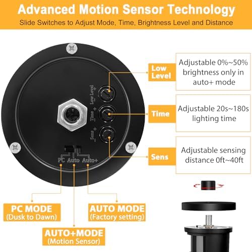 APOTO Motion Sensor Outdoor Wall Light | Dusk to Dawn Aluminum Porch Lantern