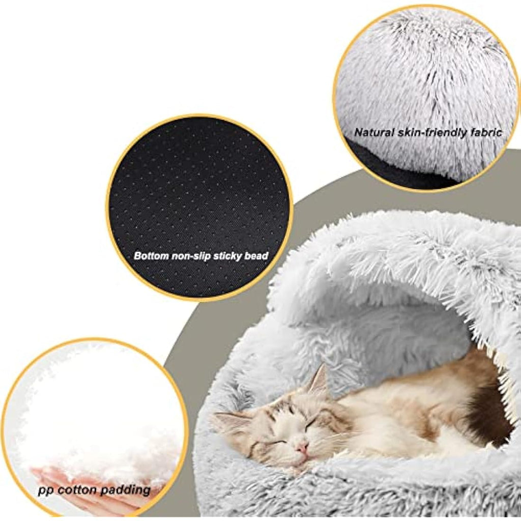 Jolof Store Calming Hooded Dog Bed – Plush Anti-Anxiety Burrowing Nest