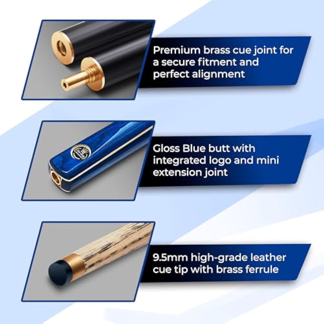 Cue-King Pro Series 001 Snooker Cue | 57" Ash & Maple 3/4 Jointed with Case