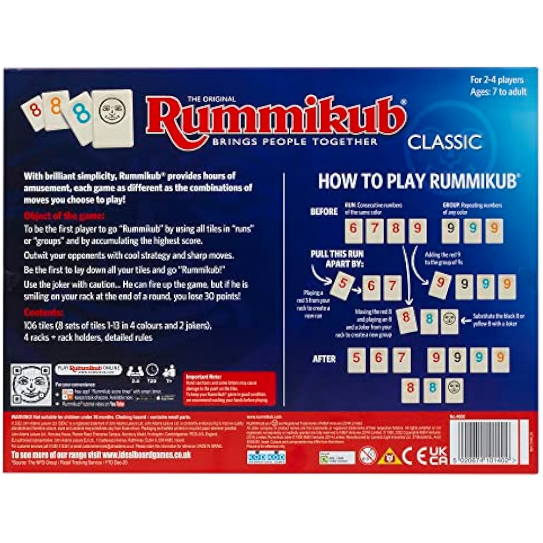 Rummikub Classic Strategy Tile Game by Ideal – 2-4 Players, Ages 8+