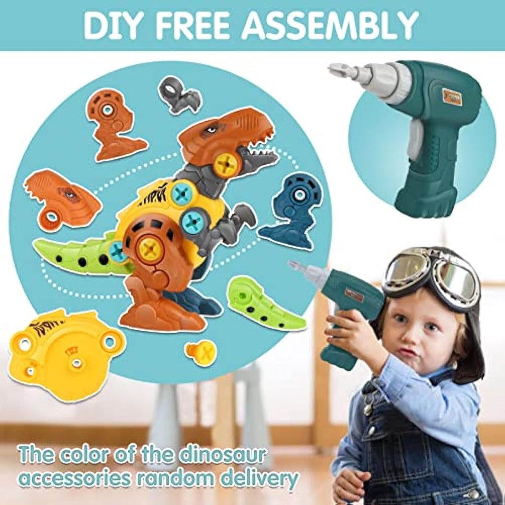 Dreamon Take Apart Dinosaur Toys – 4-Pack STEM Construction Set with Drill