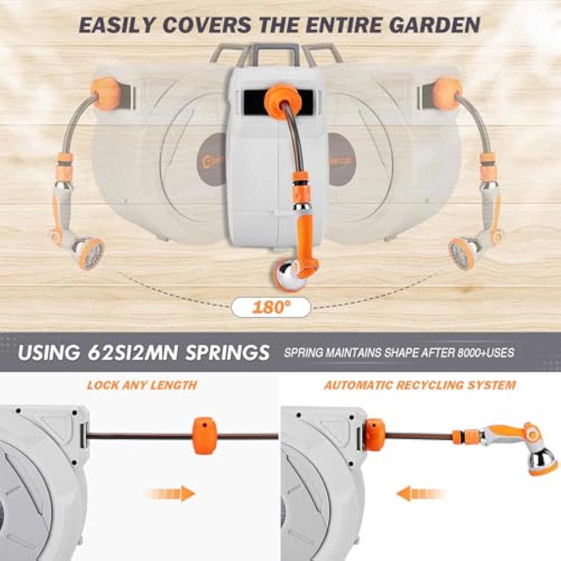 Retractable Garden Hose Reel – 20m Wall Mounted Hose Pipe