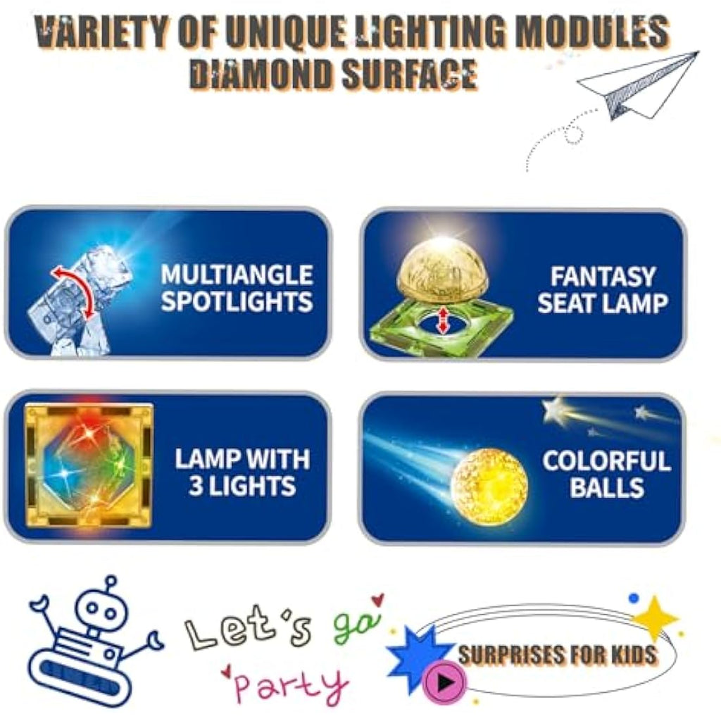 BINZKBB 110PCS Lighted Magnetic Tiles – 3D Building Blocks Set