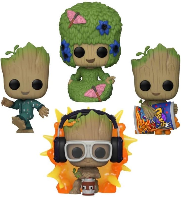 Funko Pop! Marvel I Am Groot 4-Pack Glow-in-the-Dark Figurine Set