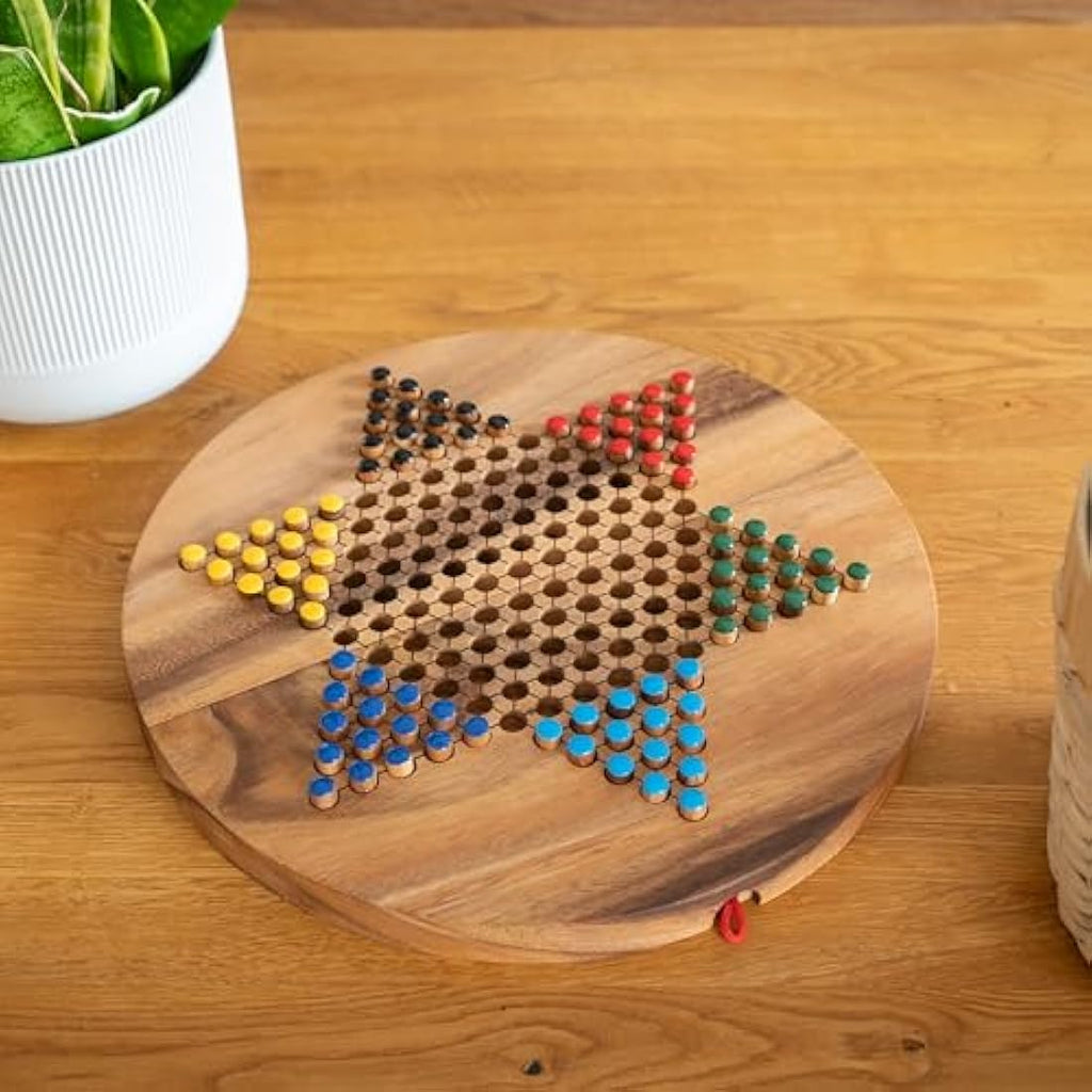 Stern Halma – Klappbares Chinese Checkers aus Samena-Holz