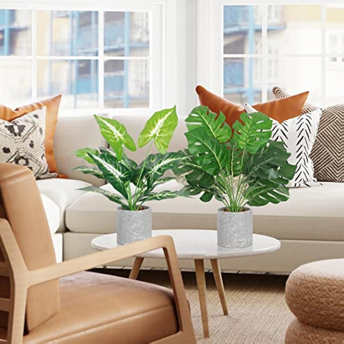 2-Pack Artificial Monstera Plants – 16" Faux Potted Greenery