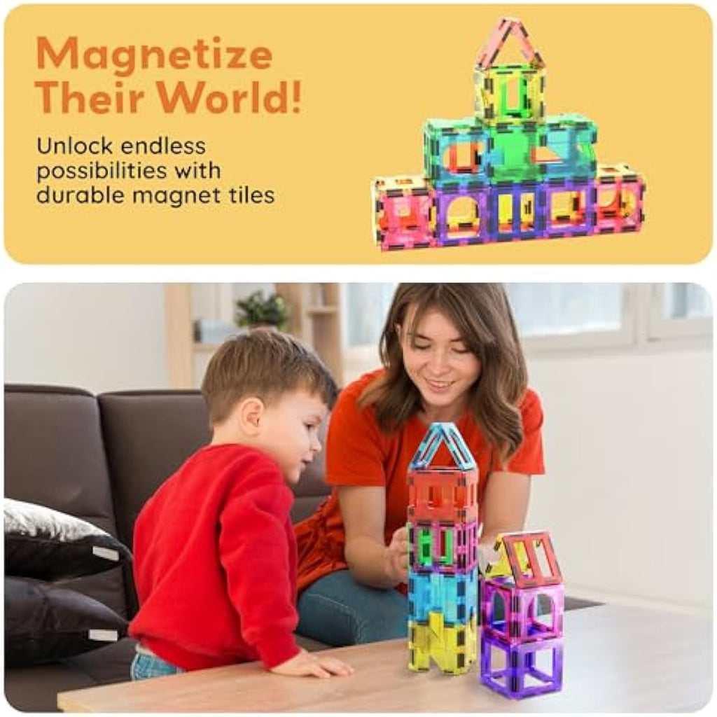 PicassoTiles 42-Piece Magnetic Building Tiles Set – STEM Educational Toy