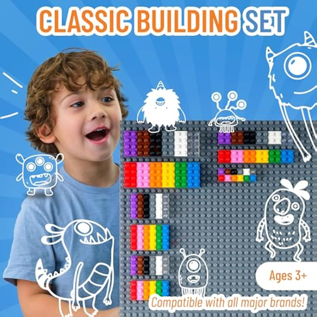 Strictly Briks 336 Piece Building Block Set with Baseplate – 12 Colors