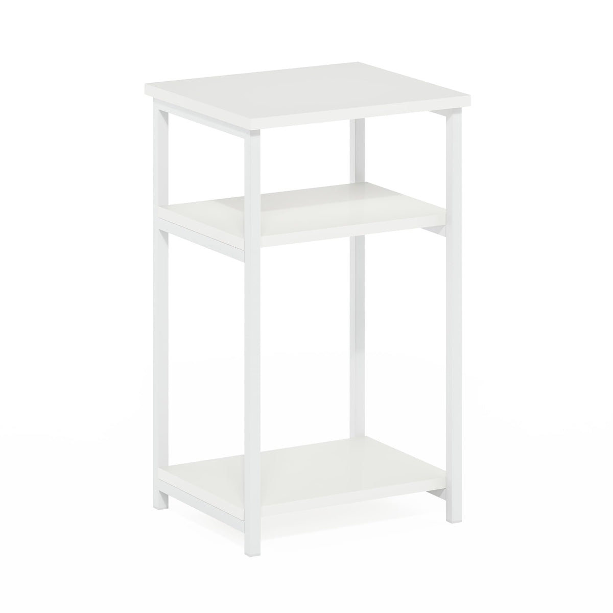 Furinno JUST Side Table, 3-Tier Metal Frame End Table with Open Shelf, Night Stand, Bedside Table, for Living Room, Bedroom, White - image 4