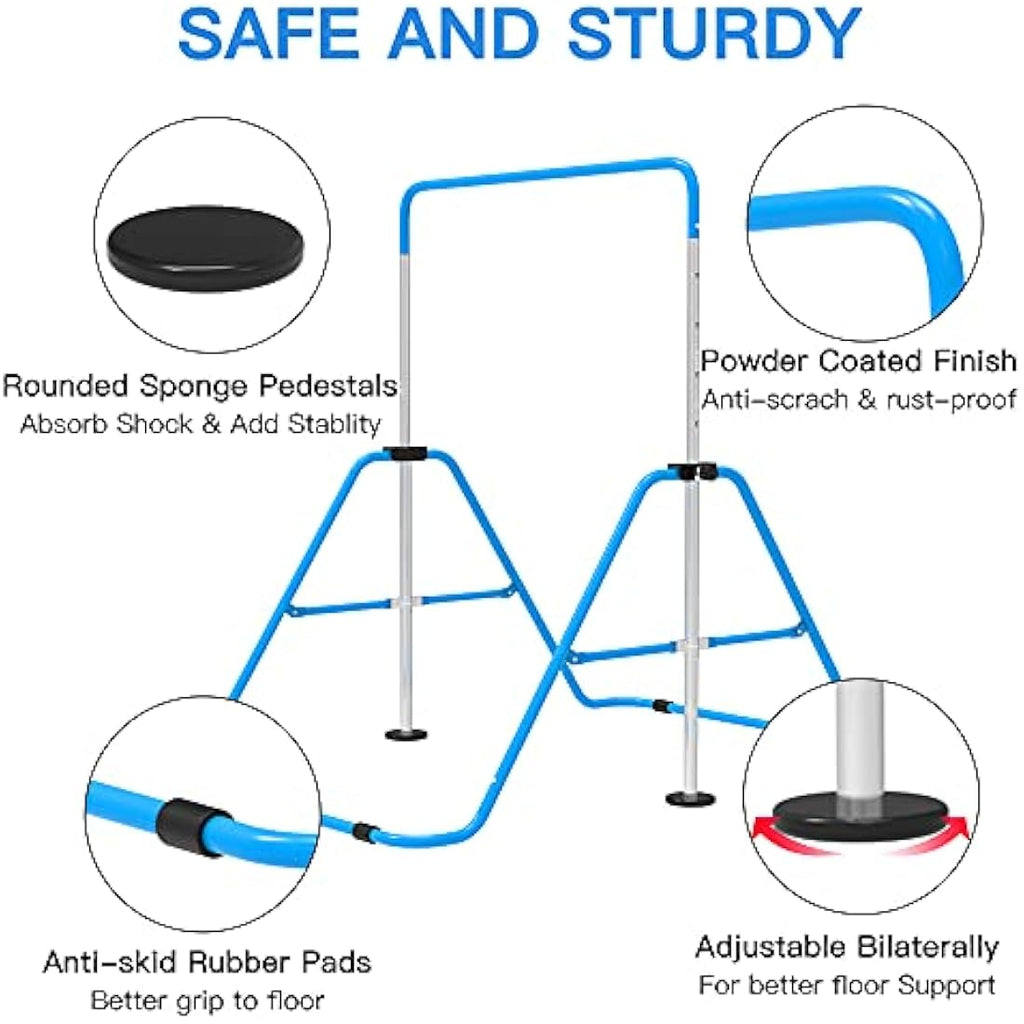 EVERYMILE Gymnastics Bar – Adjustable Folding Kip Bar with Rings for Kids
