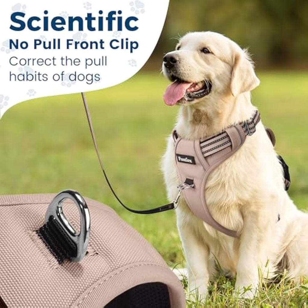 No Pull Dog Harness – Reflective Adjustable Mesh Vest, Brown