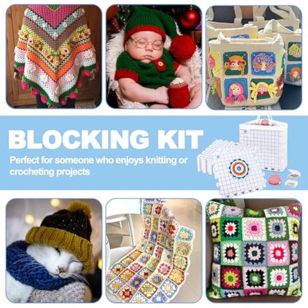 Aeelike Blocking Mats for Knitting & Crochet - 9 Pack Foam Board with Grid