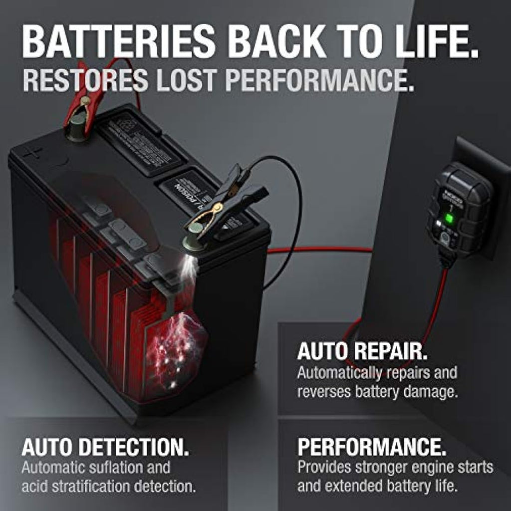 NOCO GENIUS1 1A Smart Battery Charger | 6V/12V Maintainer & Desulfator