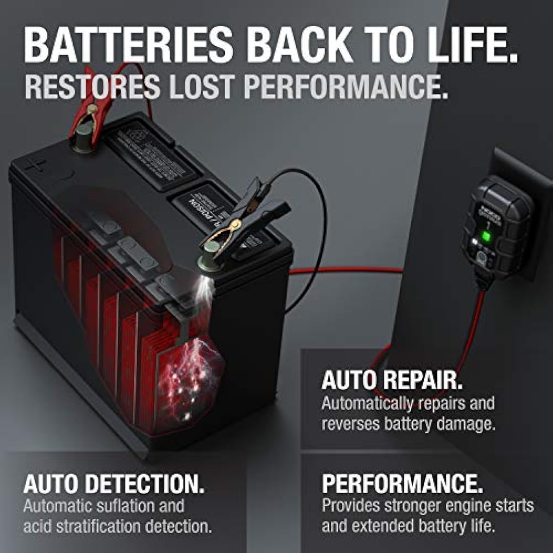 NOCO GENIUS1 1A Smart Battery Charger | 6V/12V Maintainer & Desulfator
