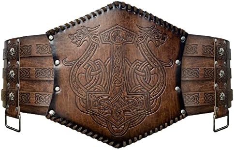 HiiFeuer Viking Waist Armor – Norse Faux Leather Medieval LARP Belt