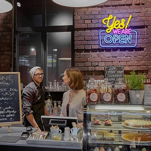 Jolof Store Yes! WE ARE OPEN Neon Sign – LED Wall Decor for Bars & Shops