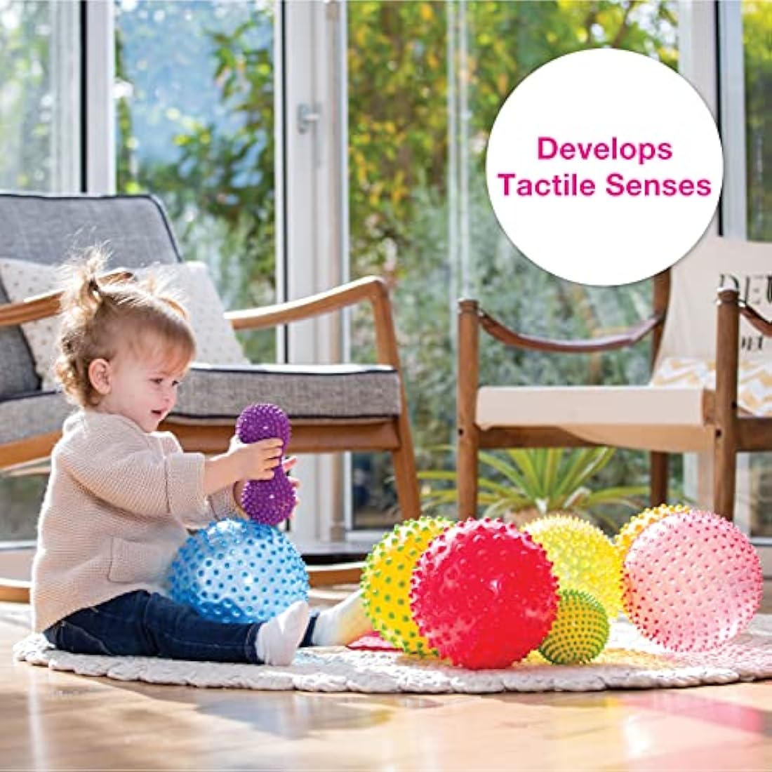 Edushape Sensory Mini Balls for Baby | 6-Pack BPA-Free Tactile Toys