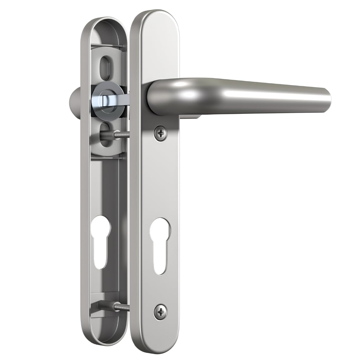 Bwintech Satin Nickel UPVC Door Handle Set | 92mm Multi-Point Lock