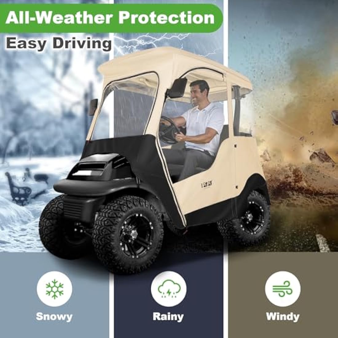 10L0L Club Car Precedent Golf Cart Enclosure – 2 Passenger Waterproof Cover