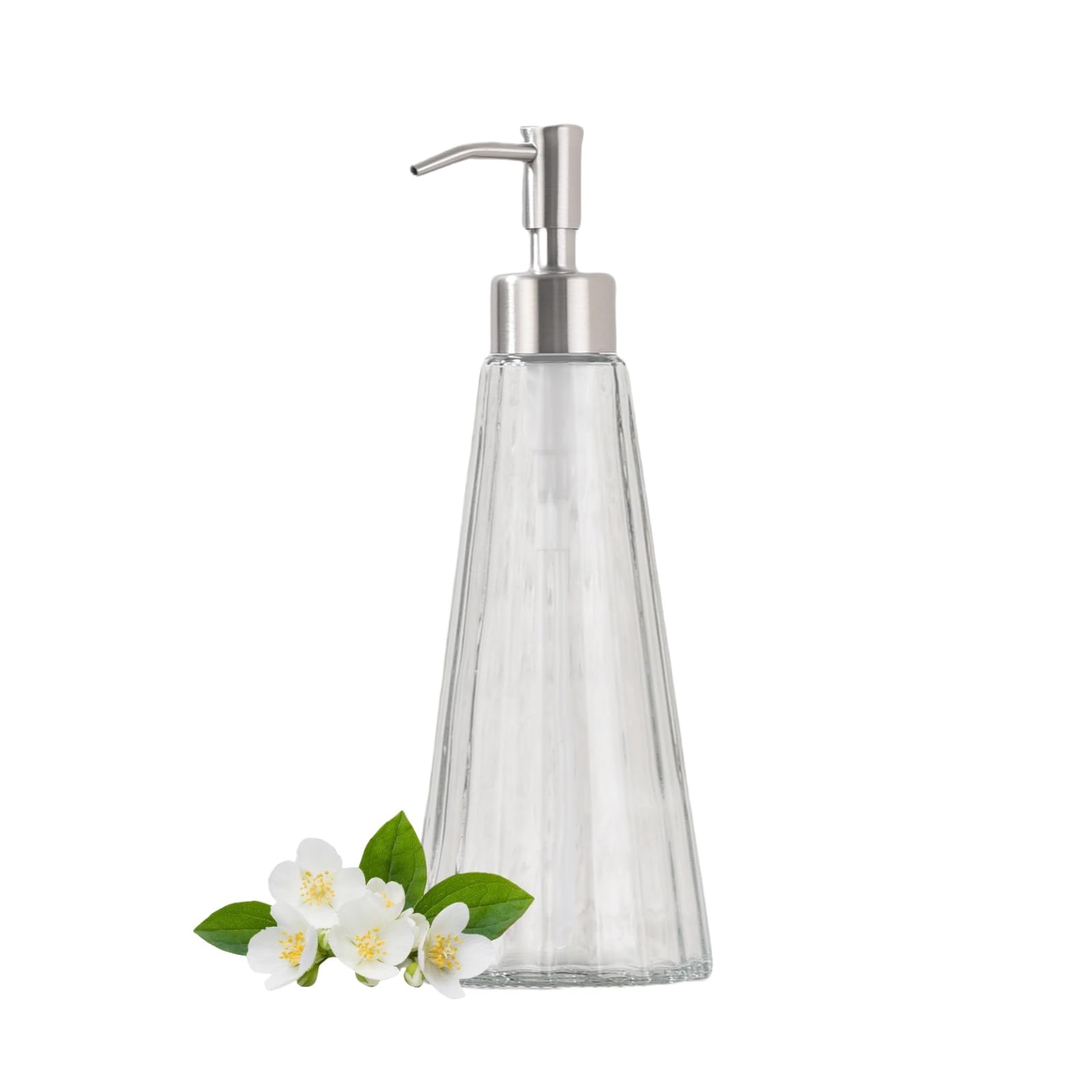 Zexzen 10oz Clear Glass Soap Dispenser with Brushed Nickel Pump