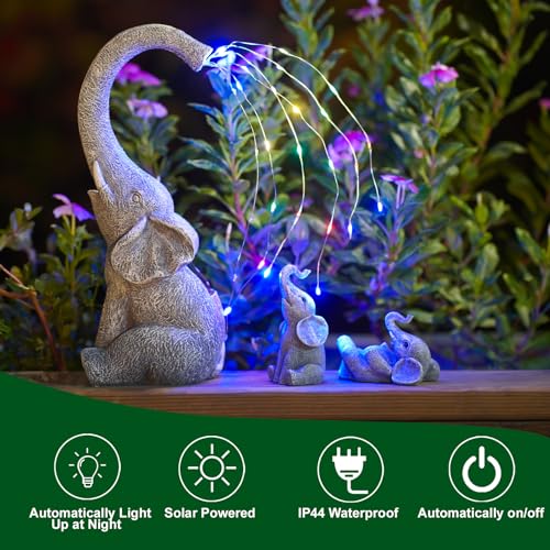 Jolof Store Elephant Garden Statue – Solar Resin Figurine with Lights