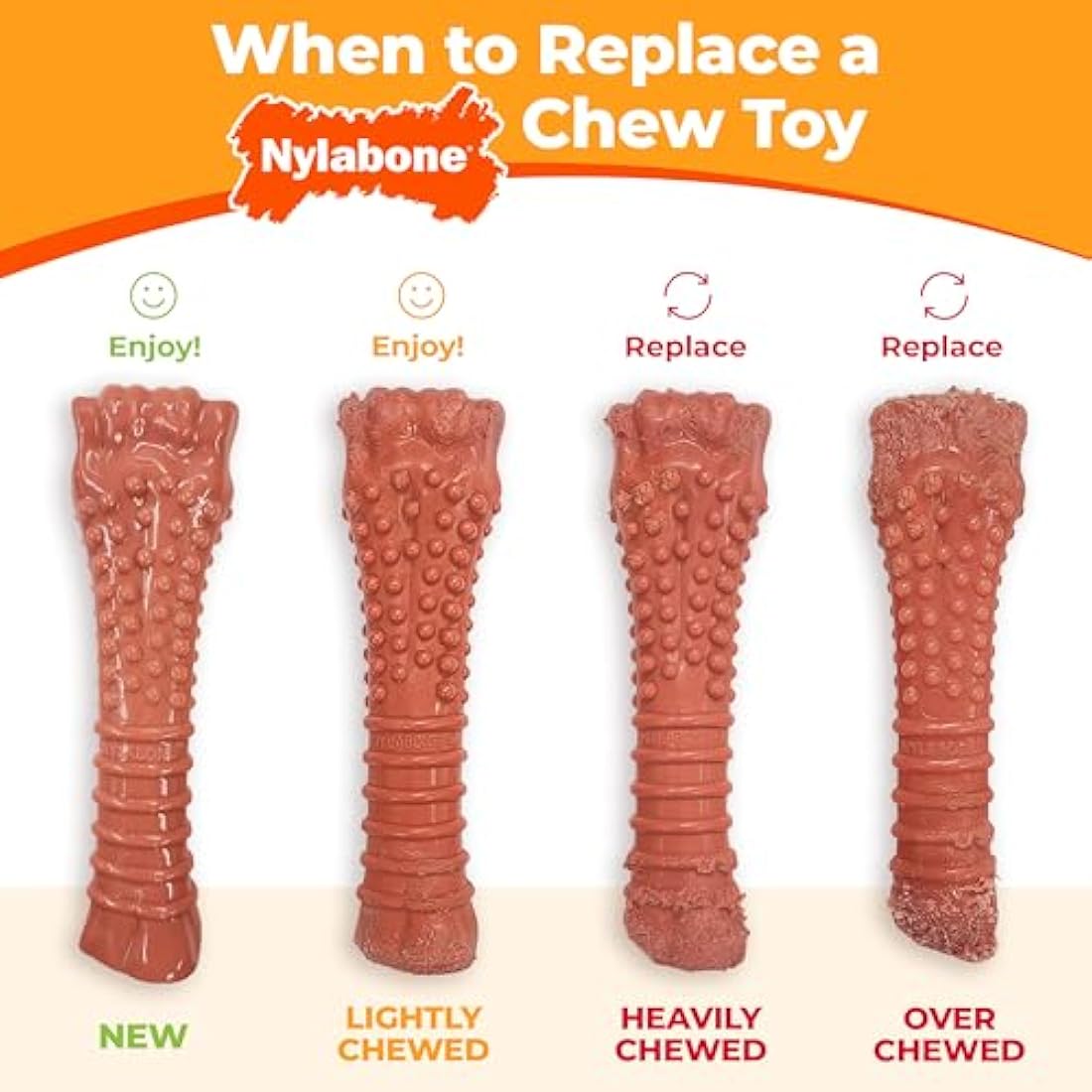Nylabone Dura Chew Dog Toy - Bacon Flavour Durable Bone for XL Dogs