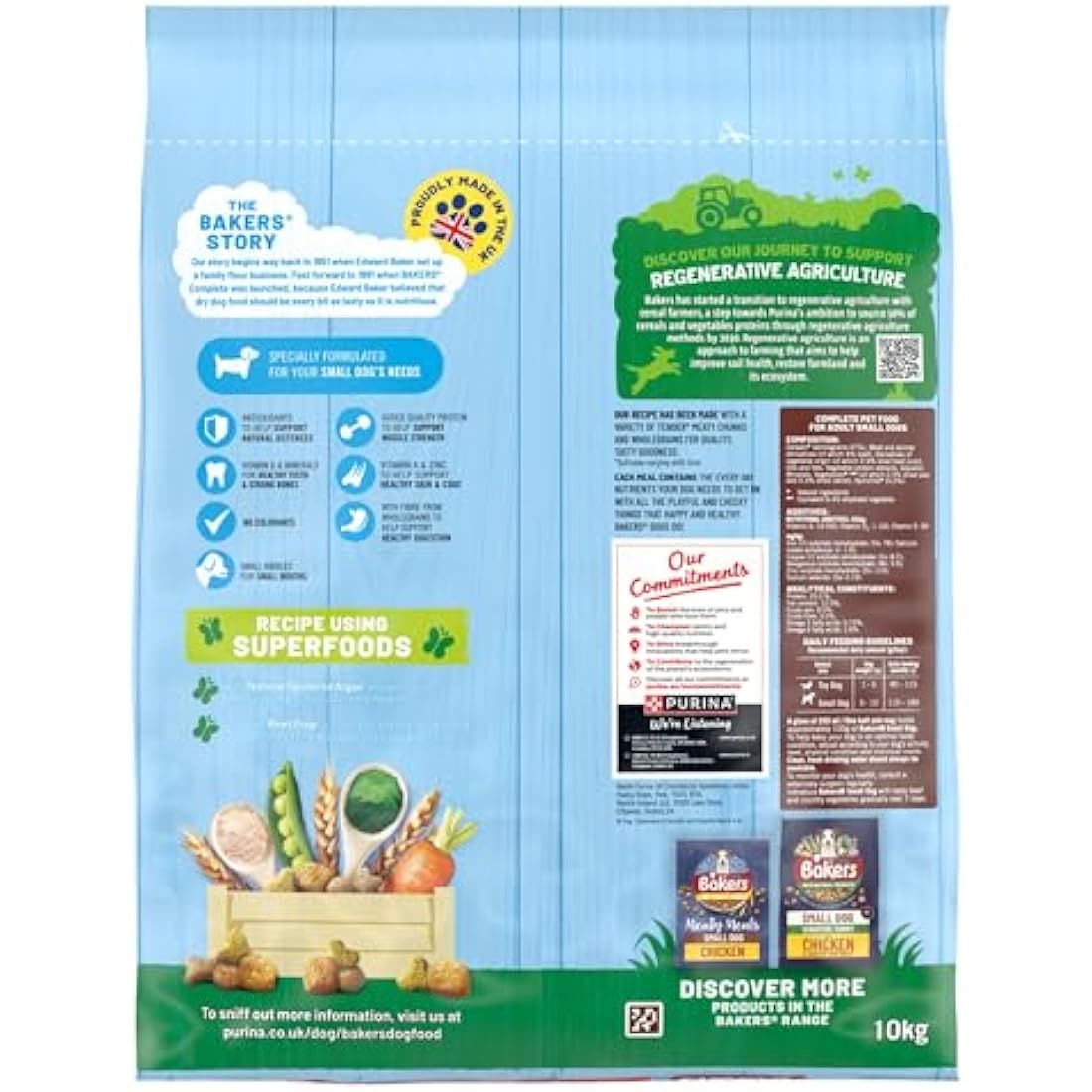 Bakers Small Dog Dry Dog Food – Beef & Vegetable Kibble, 10kg Bag