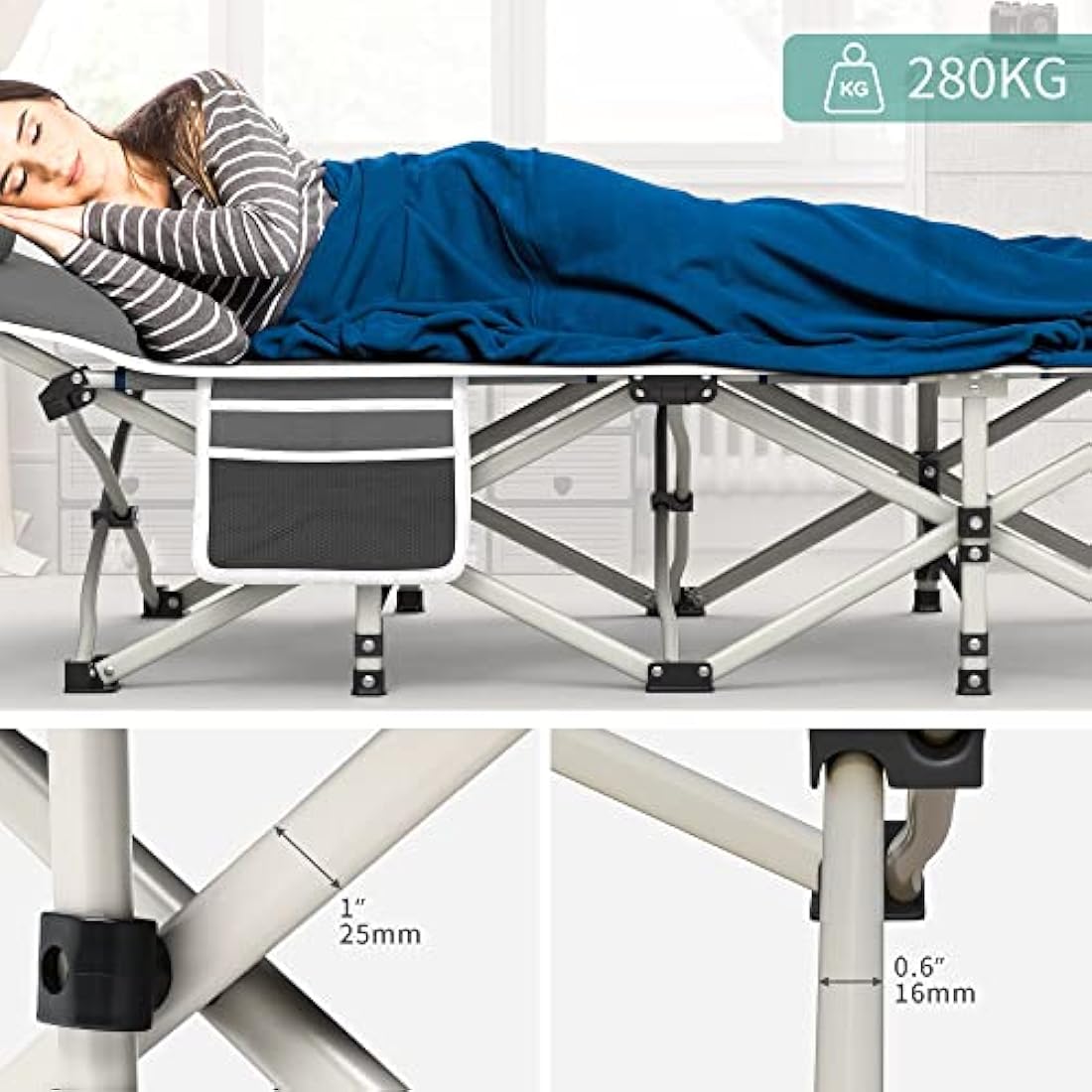 YITAHOME Folding Camping Cot – 28" Extra Wide Heavy Duty Bed, Grey