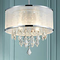 Bestier Modern Crystal Drum Chandelier – 4-Light Ceiling Pendant, 40cm