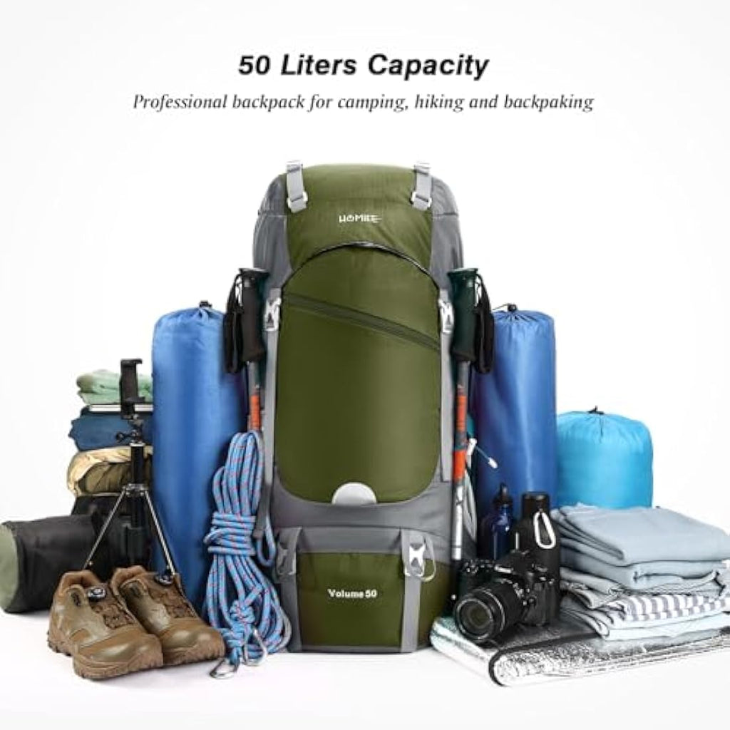 HOMIEE 50L Waterproof Hiking Backpack | Lightweight Trekking Rucksack