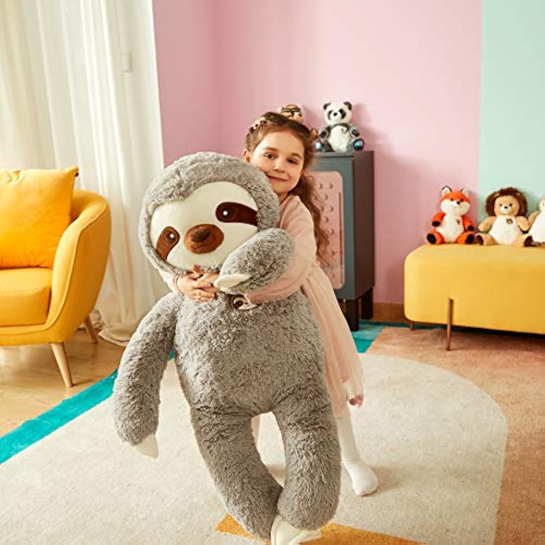 IKASA Giant Sloth Stuffed Animal – Large Soft Plush Toy (Grey, 78cm)