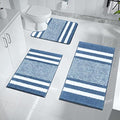 Pauwer 3-Piece Non-Slip Microfiber Bath Mat Set | Shaggy Absorbent Rugs