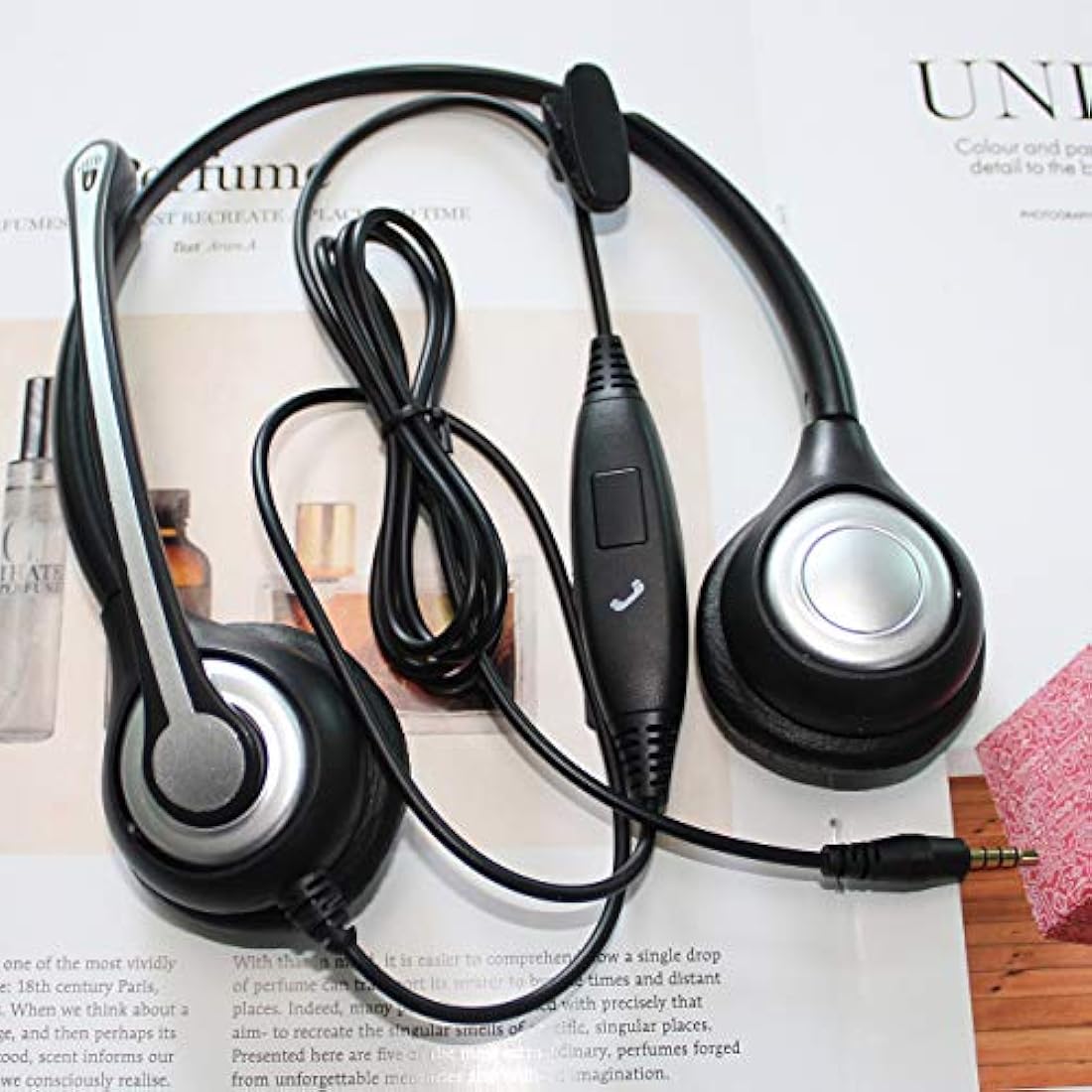 Wantek Binaural Cell Phone Headset with Noise Canceling Mic - 3.5mm