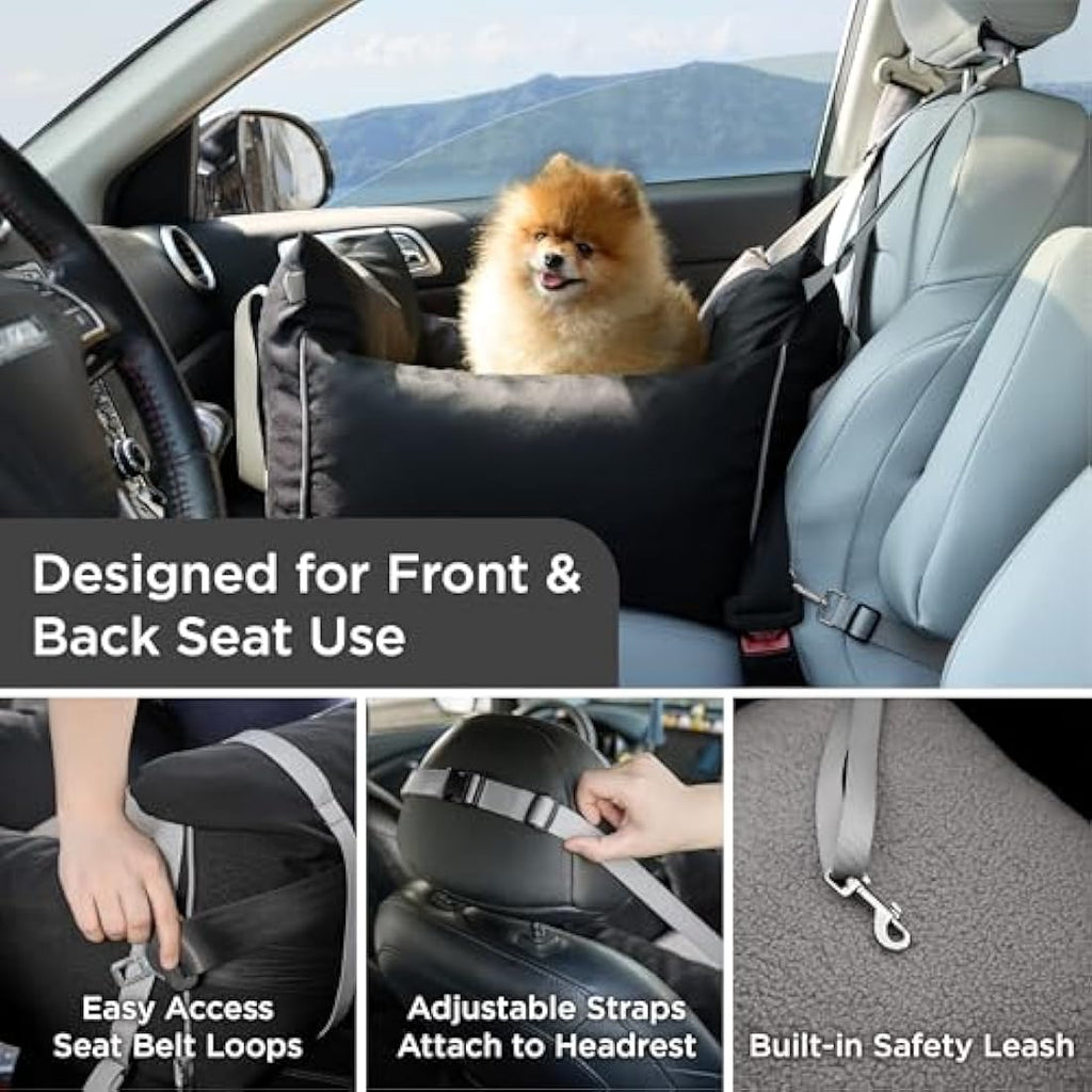 Lesure Dog Car Seat – Waterproof Memory Foam Booster Seat for Medium Dogs