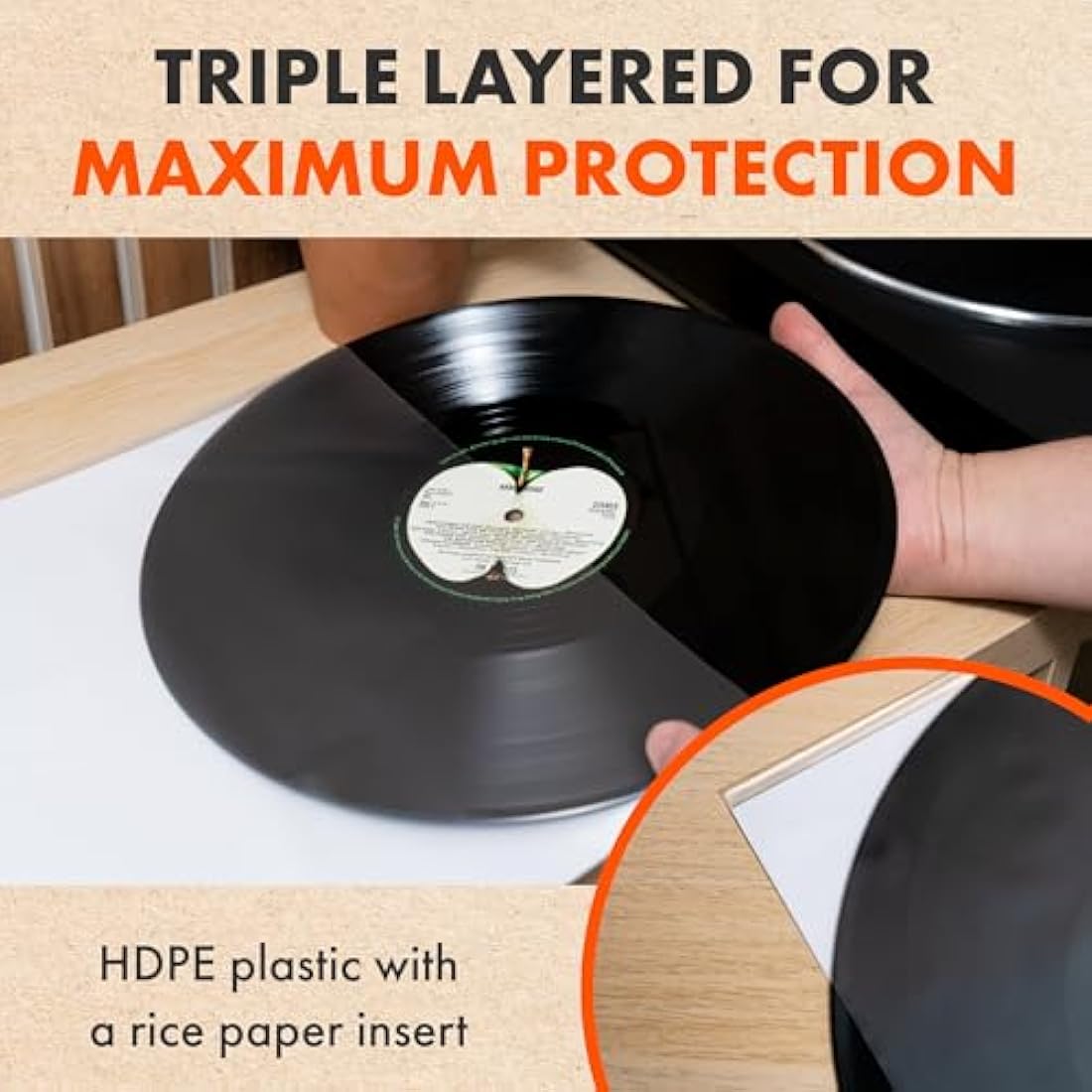 12 Inch Anti-Static Vinyl Record Sleeves - 100 Pack