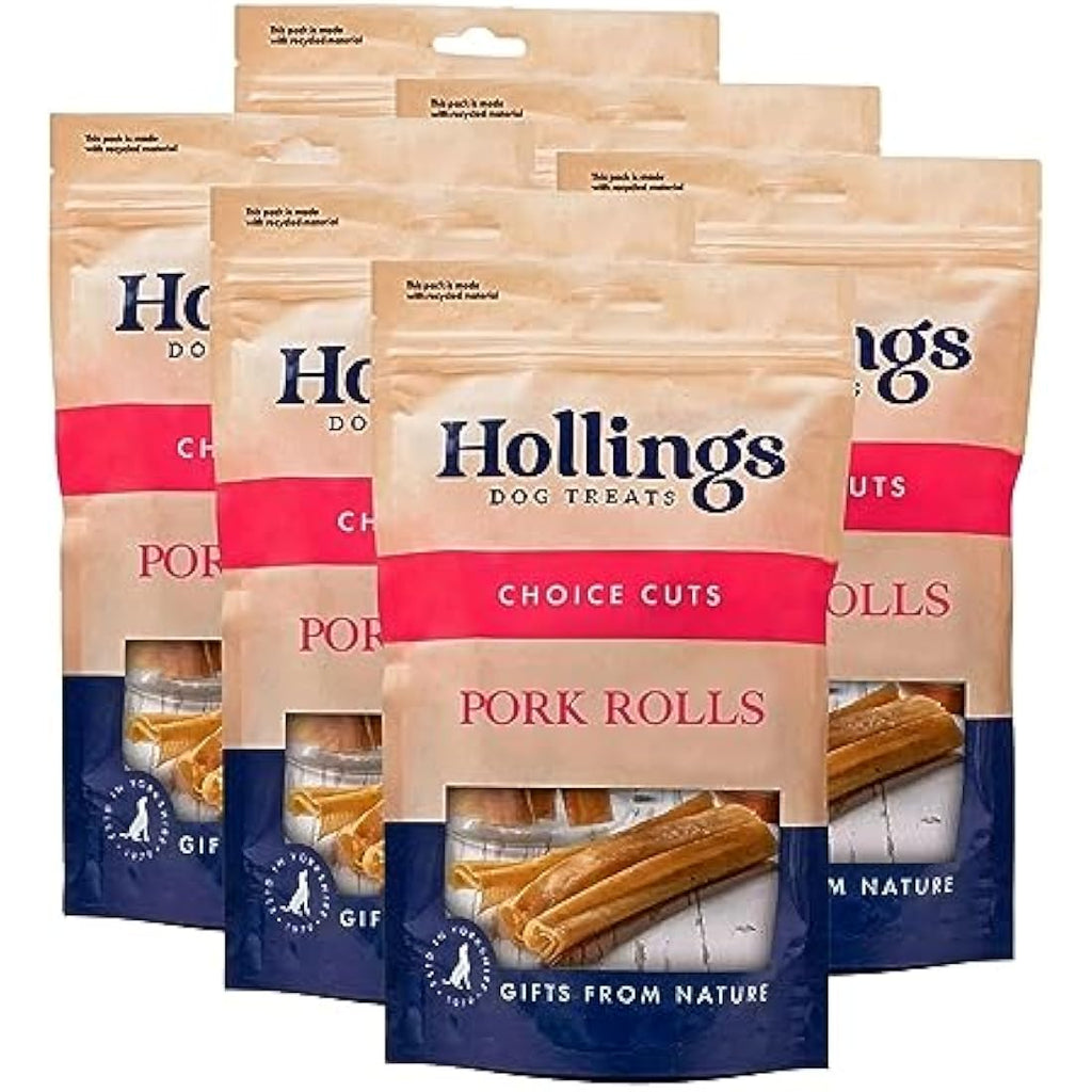 Hollings Pork Rolls Natural Dog Treats – Grain Free Dental Chews (60 Pack)