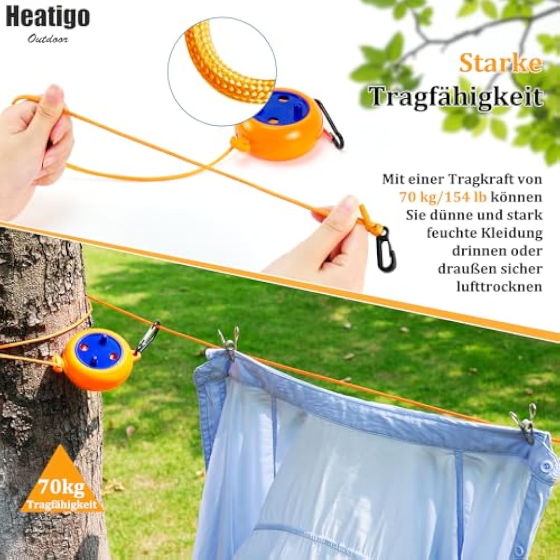 Heatigo 8M Retractable Clothes Line – Portable Camping Laundry Airer