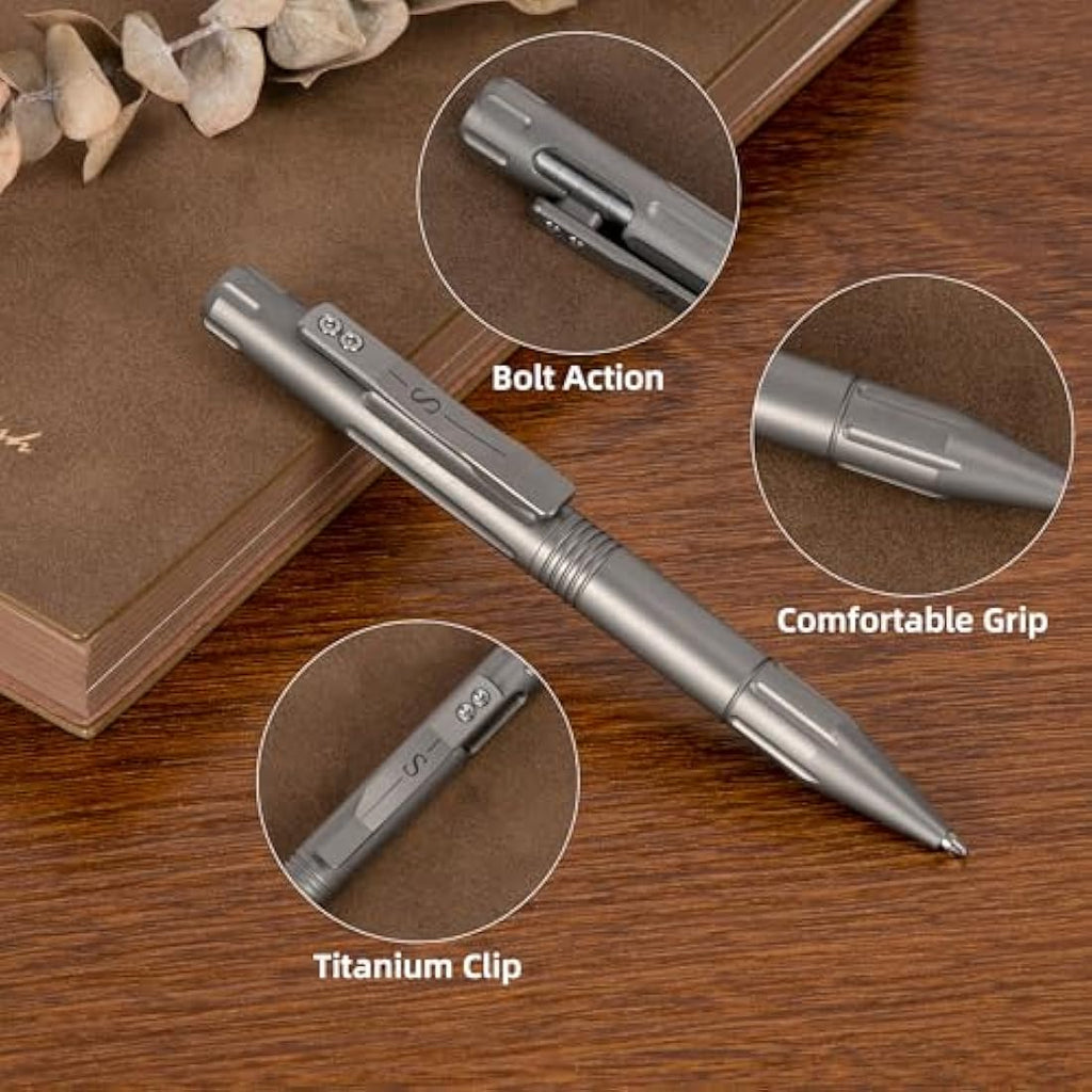 SMOOTHERPRO Titanium Bolt Action Pen | Refillable EDC Metal Pen – Natural