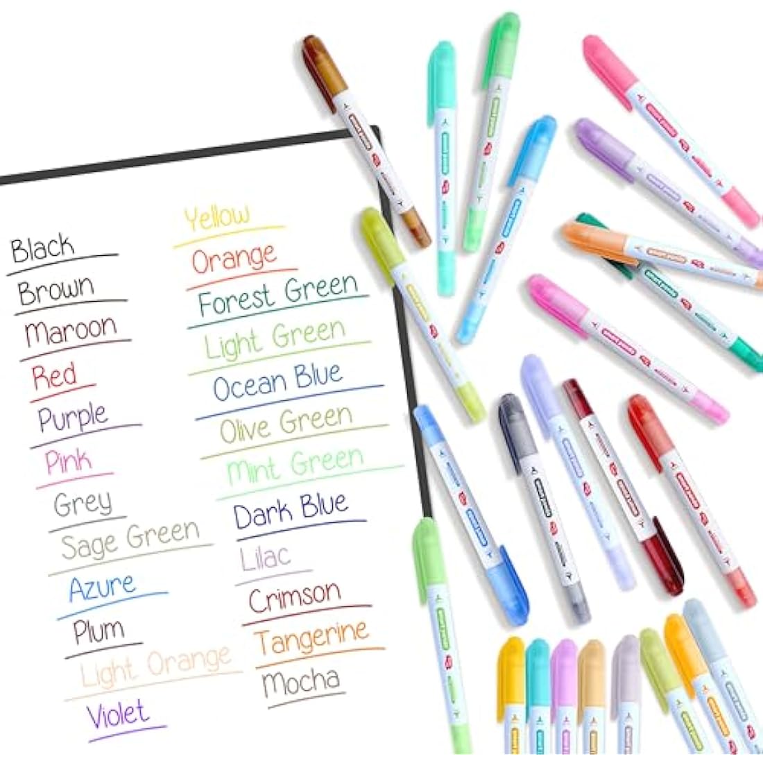 Smart Panda Dual Tip Whiteboard Pens – 24 Pastel Dry Erase Markers
